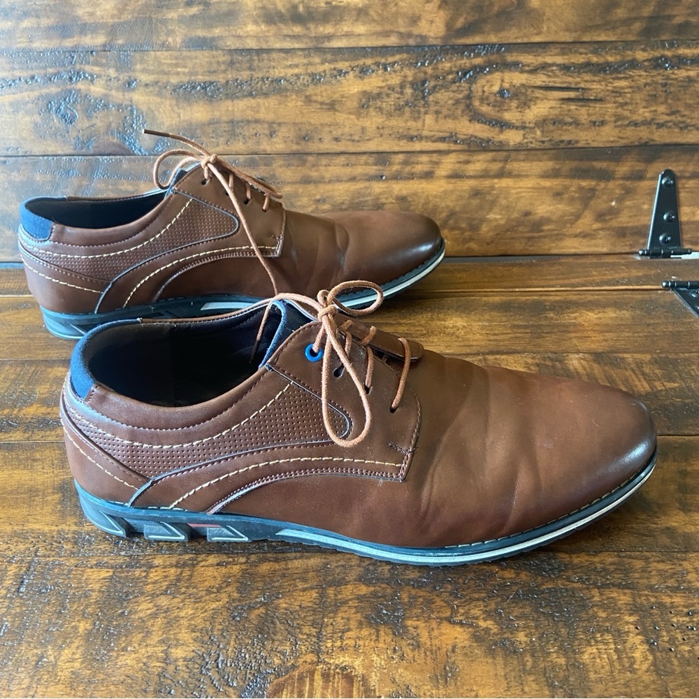 GATSBY Oxford Orthopedic Leather‎ Dress Shoes Black Brown Men’s US Size 13 - Picture 2 of 8